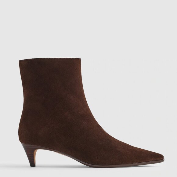 NWOT Madewell The Emilie Ankle Kitten Heel Suede Boots Brown Dark Carob - Picture 2 of 3